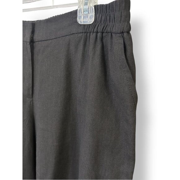 Akris Punto Black Linen Blend Crop Wide Leg Pants - Picture 4 of 8